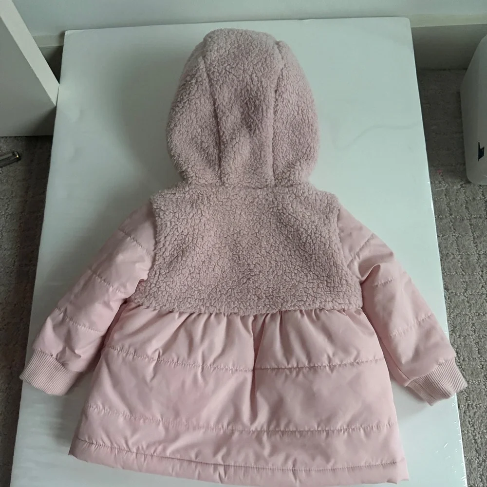 Janie‎ and Jack The Quilted Sherpa Coat in Peach Candy Size 6-12 Months NWT